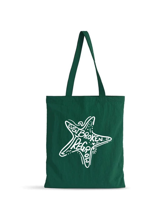 *訂購款*海星(綠X白)*效果圖*【藍色水族館•防潑水Tote Bag】