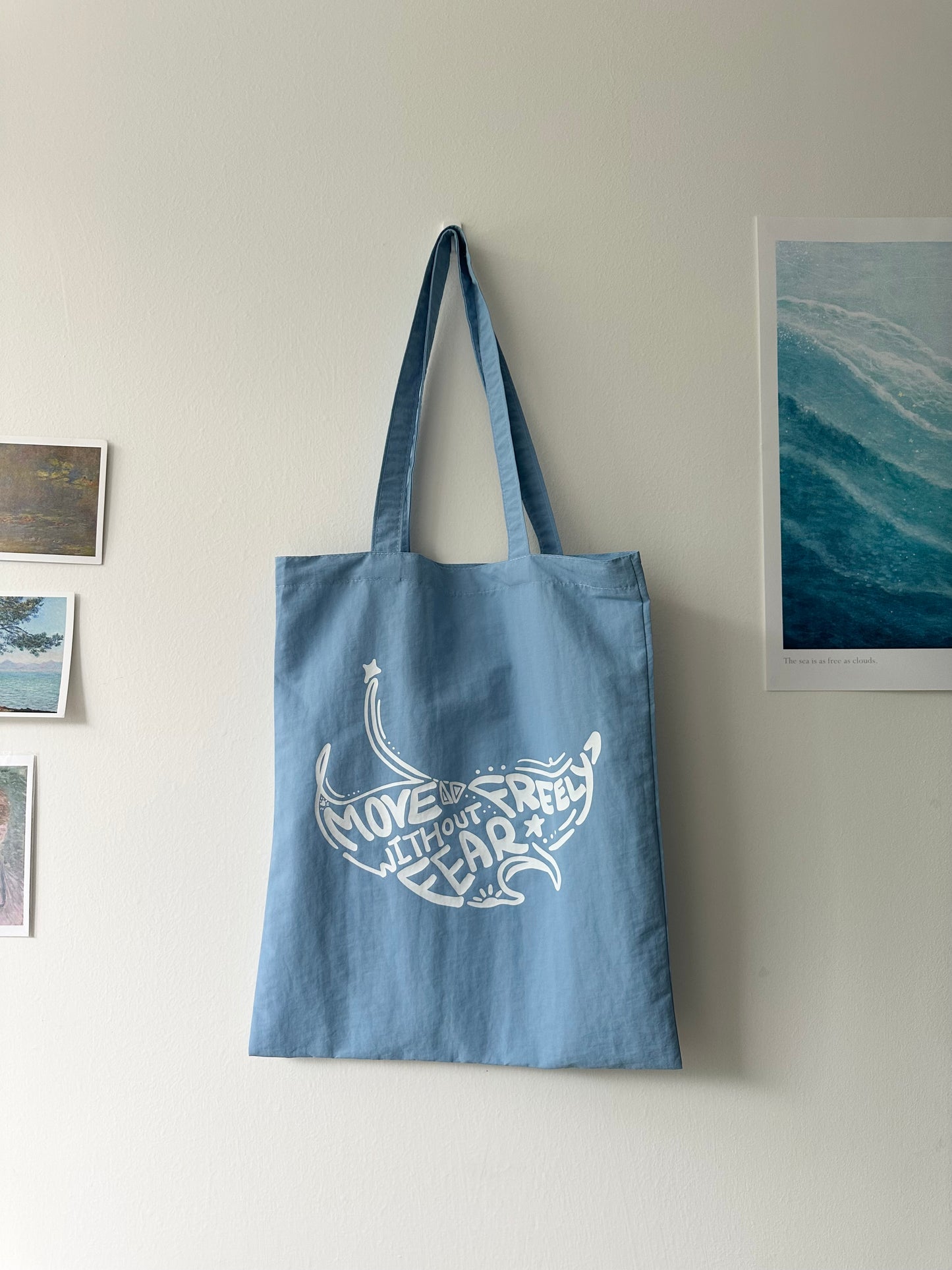 魔鬼魚(藍X白)【藍色水族館•防潑水Tote Bag】
