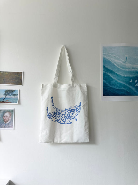 魔鬼魚(白X藍)【藍色水族館•防潑水Tote Bag】