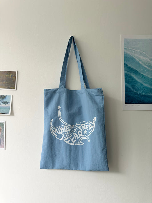 魔鬼魚(藍X白)【藍色水族館•防潑水Tote Bag】