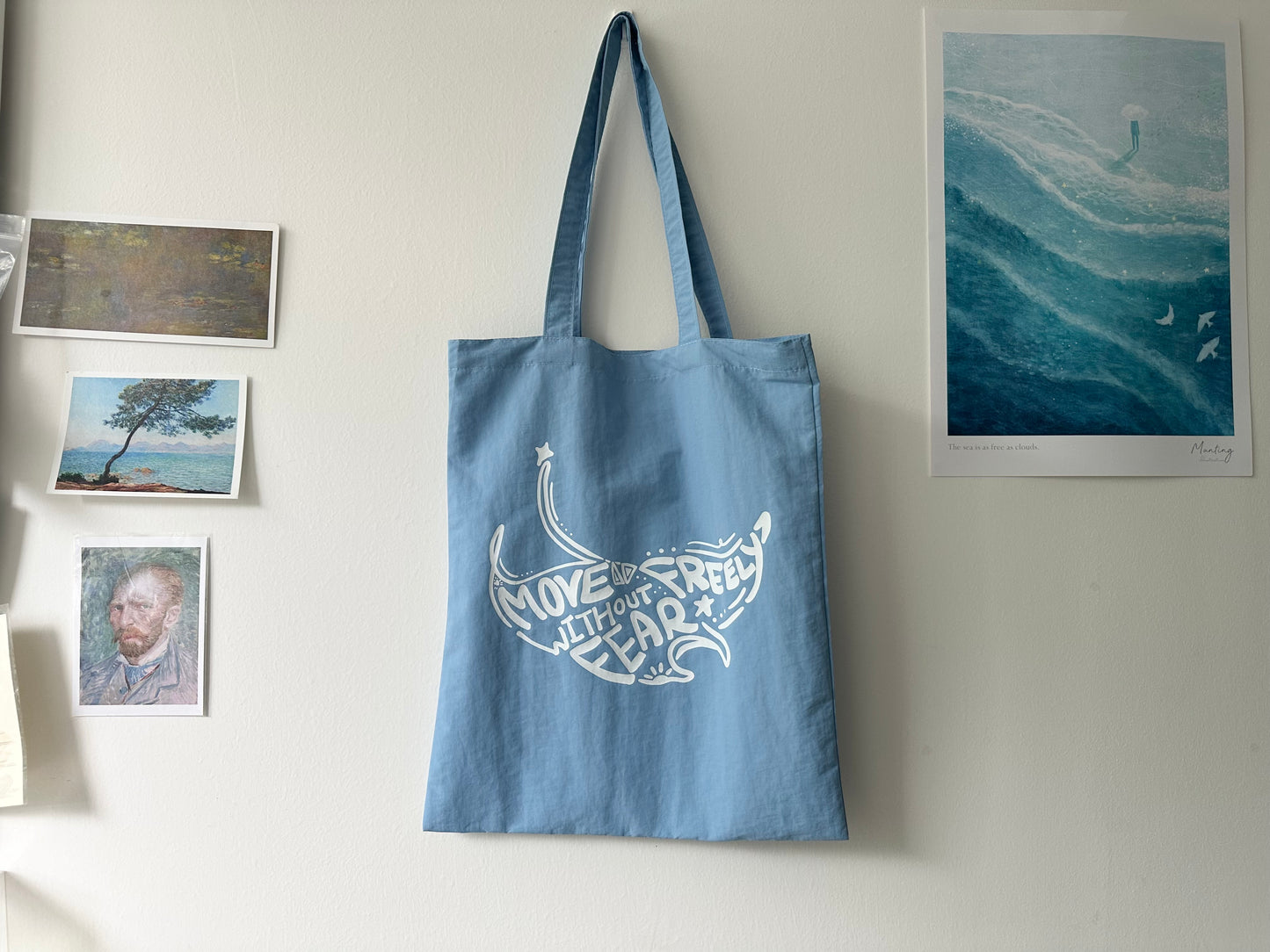 魔鬼魚(藍X白)【藍色水族館•防潑水Tote Bag】
