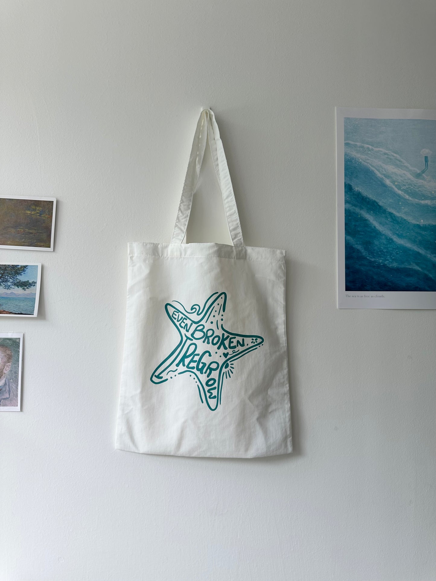 *訂購款* 海星(白X綠)【藍色水族館•防潑水Tote Bag】