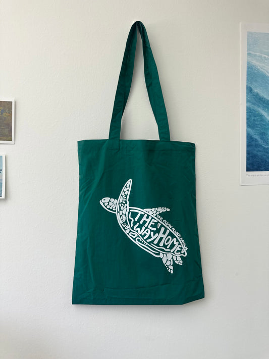*訂購款*海龜飛飛(綠X白)【藍色水族館•防潑水Tote Bag】
