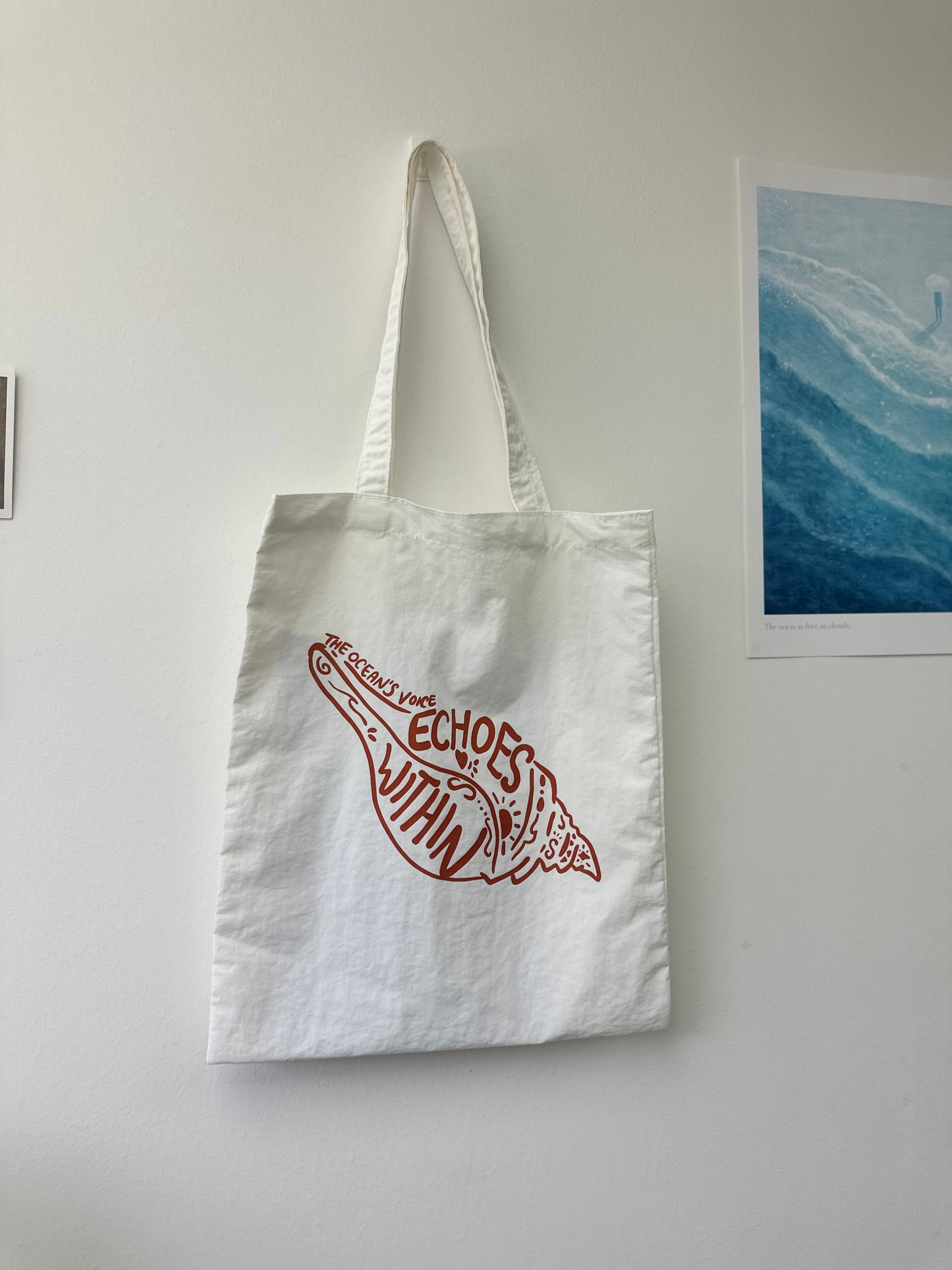 海螺(白X橙)【藍色水族館•防潑水Tote Bag】