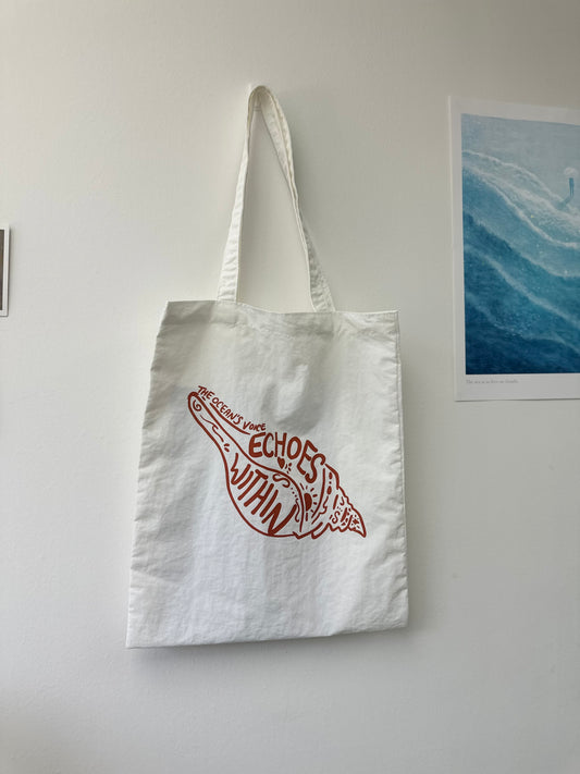 海螺(白X橙)【藍色水族館•防潑水Tote Bag】