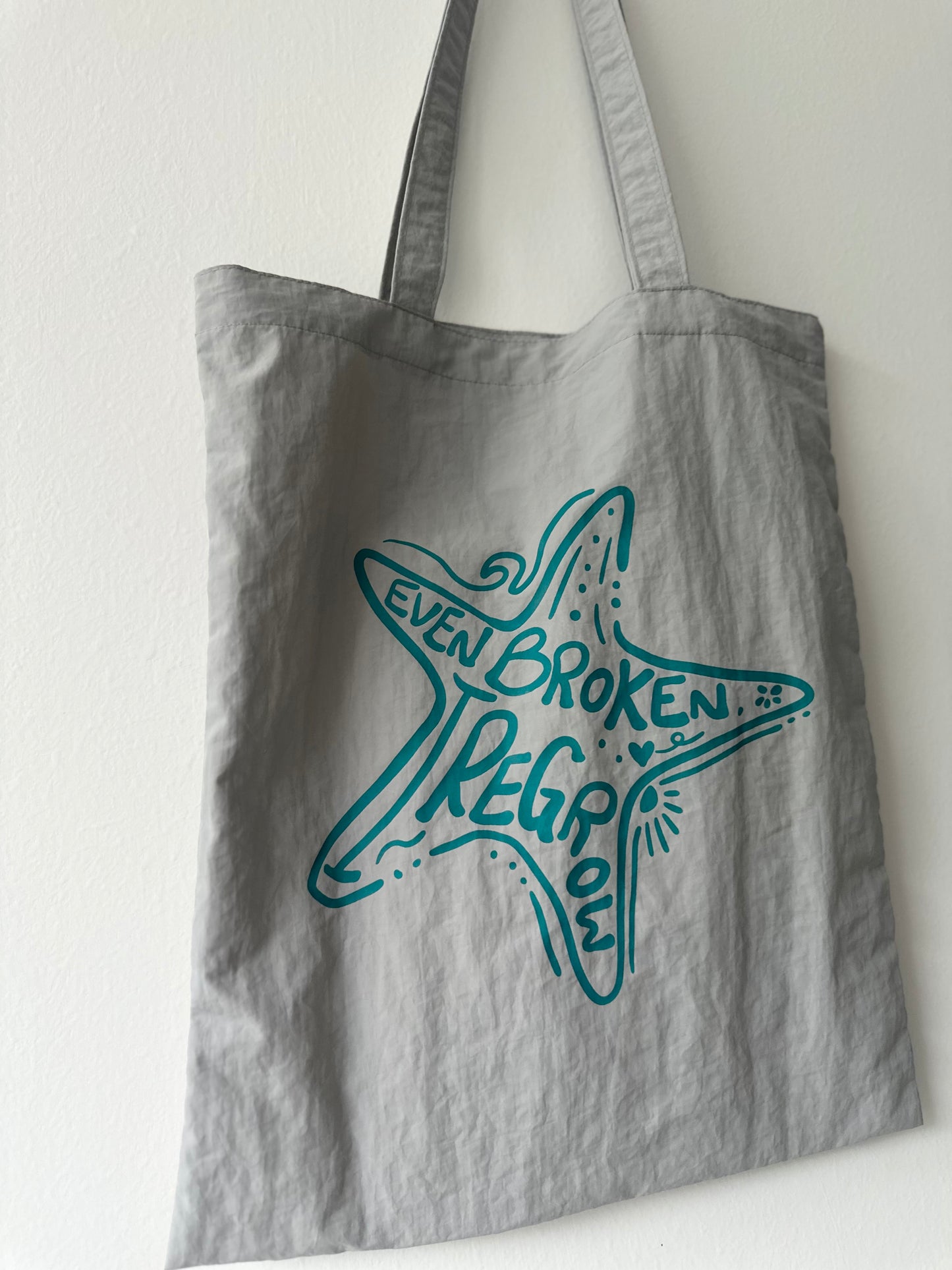 海星(灰X綠)【藍色水族館•防潑水Tote Bag】