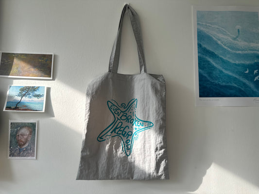 海星(灰X綠)【藍色水族館•防潑水Tote Bag】